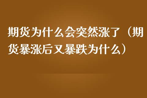 期货为什么会突然涨了（期货暴涨后又暴跌为什么）_https://www.liuyiidc.com_理财百科_第1张