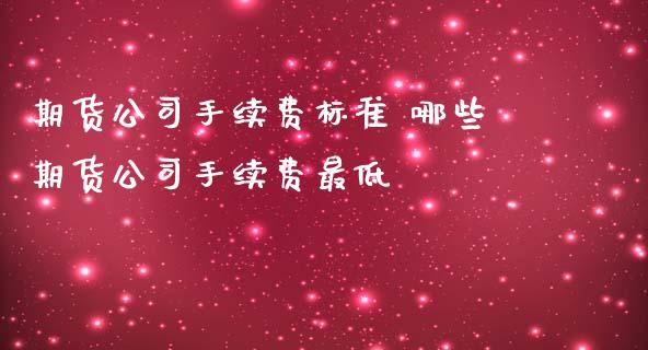 期货手续费标准 哪些期货手续费最低_https://www.liuyiidc.com_期货理财_第1张