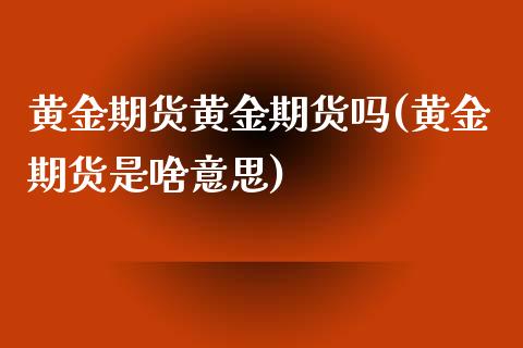 黄金期货黄金期货吗(黄金期货是啥意思)_https://www.liuyiidc.com_恒生指数_第1张