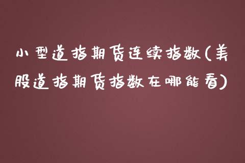 小型道指期货连续指数(美股道指期货指数在哪能看)_https://www.liuyiidc.com_期货知识_第1张