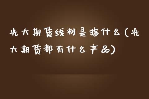 光大期货线材是指什么(光大期货都有什么产品)_https://www.liuyiidc.com_期货直播_第1张