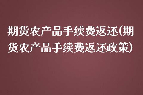 期货农产品手续费返还(期货农产品手续费返还政策)_https://www.liuyiidc.com_期货品种_第1张