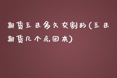 期货玉米多久交割的(玉米期货几个点回本)_https://www.liuyiidc.com_纳指直播_第1张