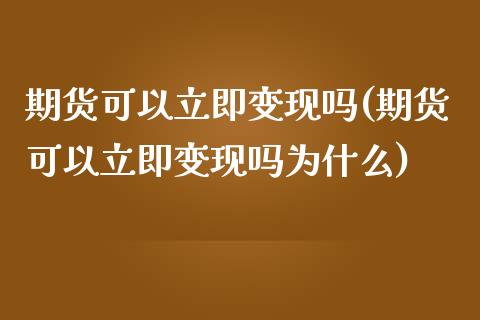 期货可以立即变现吗(期货可以立即变现吗为什么)_https://www.liuyiidc.com_期货理财_第1张