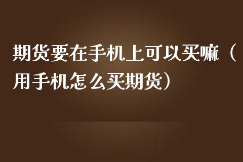 期货要在上可以买嘛（用怎么买期货）_https://www.liuyiidc.com_理财百科_第1张