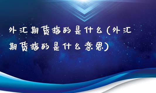 外汇期货指的是什么(外汇期货指的是什么意思)_https://www.liuyiidc.com_期货理财_第1张