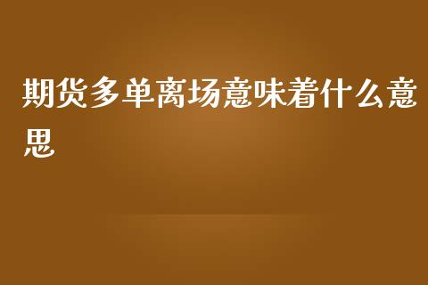 期货多单离场意味着什么意思_https://www.liuyiidc.com_期货品种_第1张