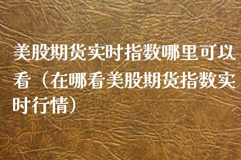 美股期货实时指数哪里可以看（在哪看美股期货指数实时行情）_https://www.liuyiidc.com_恒生指数_第1张