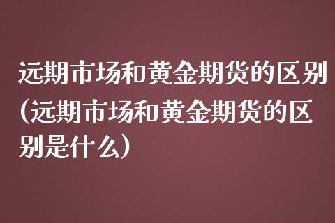 远期市场和黄金期货的区别(远期市场和黄金期货的区别是什么)_https://www.liuyiidc.com_财经要闻_第1张