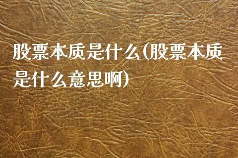 股票本质是什么(股票本质是什么意思啊)_https://www.liuyiidc.com_股票理财_第1张