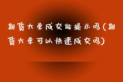 期货大单成交能提示吗(期货大单可以快速成交吗)_https://www.liuyiidc.com_期货品种_第1张