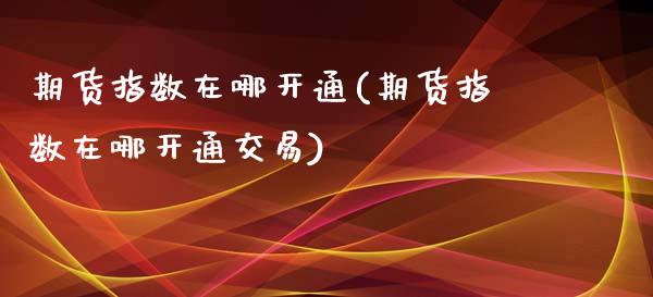 期货指数在哪开通(期货指数在哪开通交易)