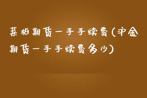 菜柏期货一手手续费(沪金期货一手手续费多少)_https://www.liuyiidc.com_理财品种_第1张