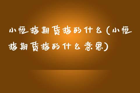 小恒指期货指的什么(小恒指期货指的什么意思)_https://www.liuyiidc.com_期货知识_第1张