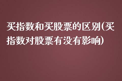 买指数和买股票的区别(买指数对股票有没有影响)_https://www.liuyiidc.com_期货品种_第1张