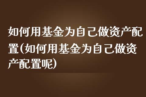 如何用基金为自己做资产配置(如何用基金为自己做资产配置呢)_https://www.liuyiidc.com_期货品种_第1张