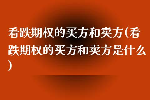 看跌期权的买方和卖方(看跌期权的买方和卖方是什么)_https://www.liuyiidc.com_理财百科_第1张