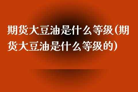 期货大豆油是什么等级(期货大豆油是什么等级的)_https://www.liuyiidc.com_基金理财_第1张