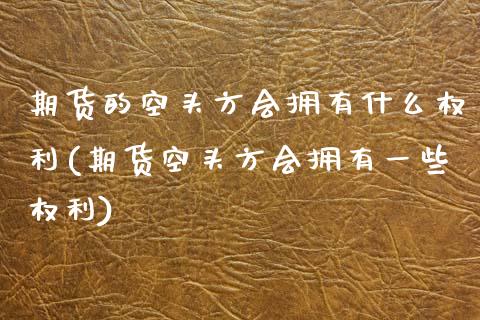 期货的空头方会拥有什么权利(期货空头方会拥有一些权利)_https://www.liuyiidc.com_期货品种_第1张