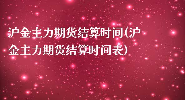 沪金主力期货结算时间(沪金主力期货结算时间表)_https://www.liuyiidc.com_期货交易所_第1张