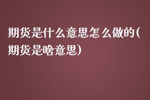 期货是什么意思怎么做的(期货是啥意思)_https://www.liuyiidc.com_期货交易所_第1张