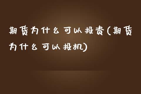 期货为什么可以投资(期货为什么可以投机)_https://www.liuyiidc.com_恒生指数_第1张