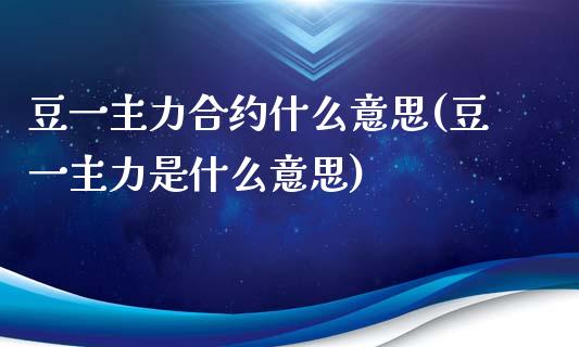 豆一主力合约什么意思(豆一主力是什么意思)_https://www.liuyiidc.com_期货理财_第1张