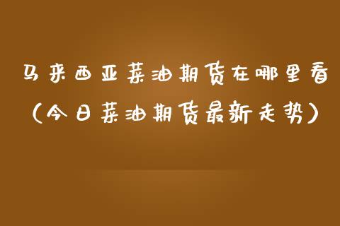 马来西亚菜油期货在哪里看（今日菜油期货最新走势）_https://www.liuyiidc.com_期货理财_第1张