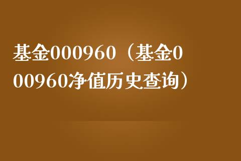 基金000960（基金000960净值历史查询）_https://www.liuyiidc.com_基金理财_第1张