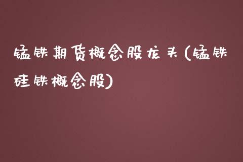 锰铁期货概念股龙头(锰铁硅铁概念股)_https://www.liuyiidc.com_国际期货_第1张