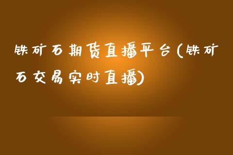 铁矿石期货直播平台(铁矿石交易实时直播)_https://www.liuyiidc.com_恒生指数_第1张