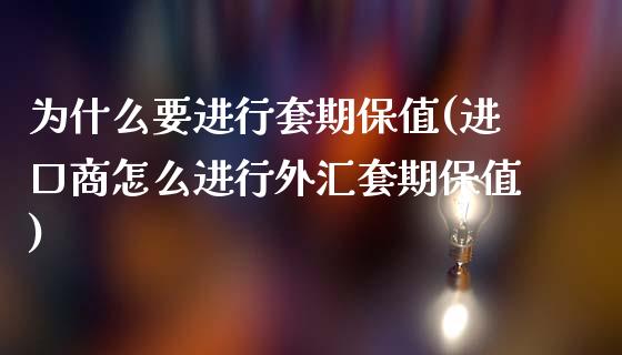 为什么要进行套期保值(进口商怎么进行外汇套期保值)_https://www.liuyiidc.com_恒生指数_第1张