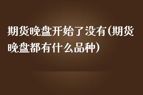 期货晚盘开始了没有(期货晚盘都有什么品种)_https://www.liuyiidc.com_国际期货_第1张