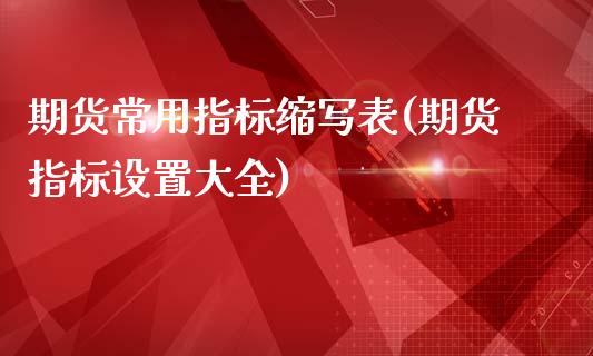 期货常用指标缩写表(期货指标设置大全)_https://www.liuyiidc.com_期货知识_第1张