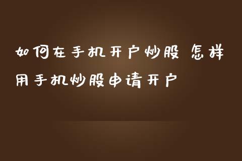 如何在炒股 怎样用炒股申请_https://www.liuyiidc.com_期货理财_第1张