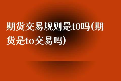 期货交易规则是t0吗(期货是to交易吗)_https://www.liuyiidc.com_期货理财_第1张