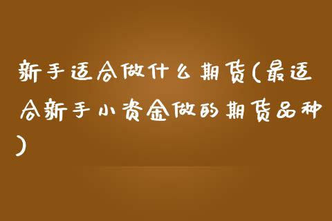 新手适合做什么期货(最适合新手小资金做的期货品种)_https://www.liuyiidc.com_国际期货_第1张