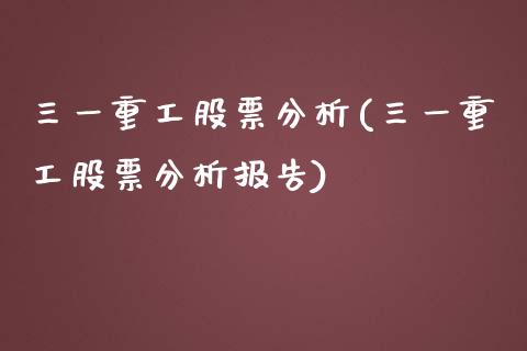 三一重工股票分析(三一重工股票分析报告)_https://www.liuyiidc.com_股票理财_第1张