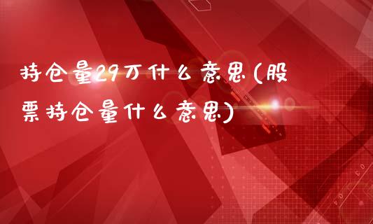 持仓量29万什么意思(股票持仓量什么意思)_https://www.liuyiidc.com_理财品种_第1张