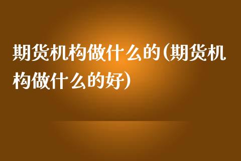 期货机构做什么的(期货机构做什么的好)_https://www.liuyiidc.com_期货软件_第1张