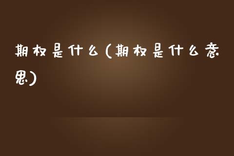 期权是什么(期权是什么意思)_https://www.liuyiidc.com_期货知识_第1张