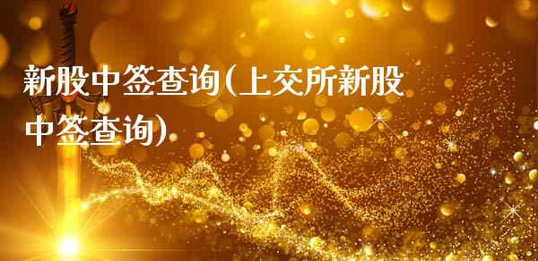 新股中签查询(上交所新股中签查询)_https://www.liuyiidc.com_股票理财_第1张