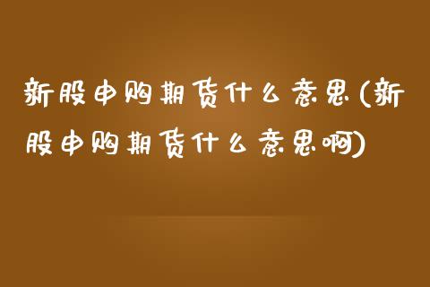 新股申购期货什么意思(新股申购期货什么意思啊)_https://www.liuyiidc.com_期货软件_第1张