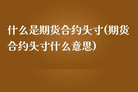 什么是期货合约头寸(期货合约头寸什么意思)_https://www.liuyiidc.com_期货理财_第1张