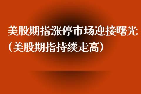 美股期指涨停市场迎接曙光(美股期指持续走高)_https://www.liuyiidc.com_基金理财_第1张