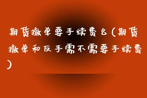 期货撤单要手续费么(期货撤单和反手需不需要手续费)_https://www.liuyiidc.com_理财百科_第1张