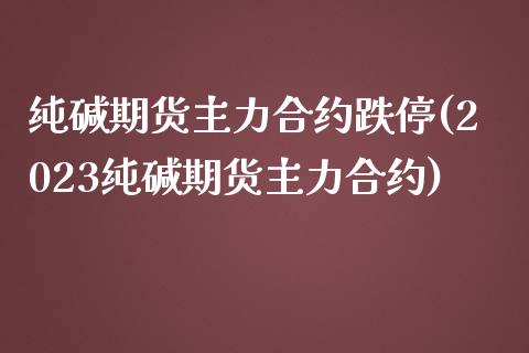 纯碱期货主力合约跌停(2023纯碱期货主力合约)_https://www.liuyiidc.com_理财品种_第1张