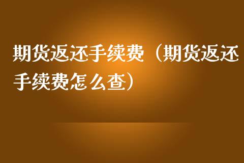 期货返还手续费（期货返还手续费怎么查）_https://www.liuyiidc.com_期货理财_第1张