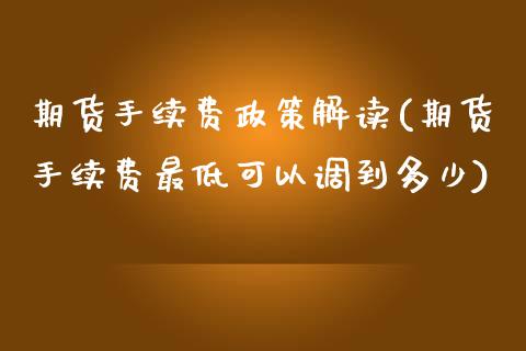 期货手续费政策解读(期货手续费最低可以调到多少)_https://www.liuyiidc.com_期货理财_第1张