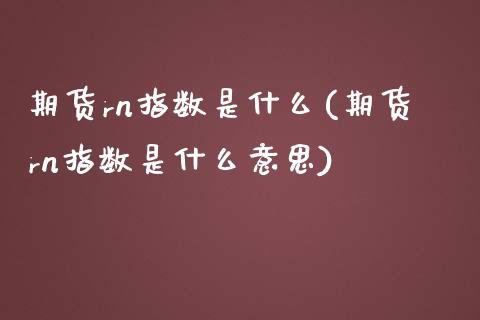 期货rn指数是什么(期货rn指数是什么意思)_https://www.liuyiidc.com_国际期货_第1张